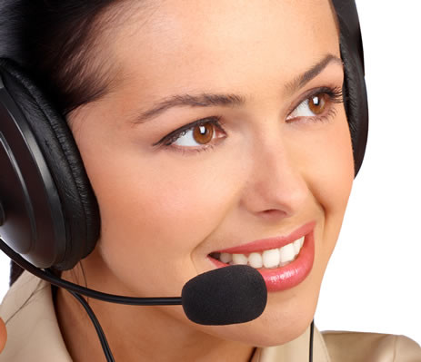 Portrait of female employee working in call center